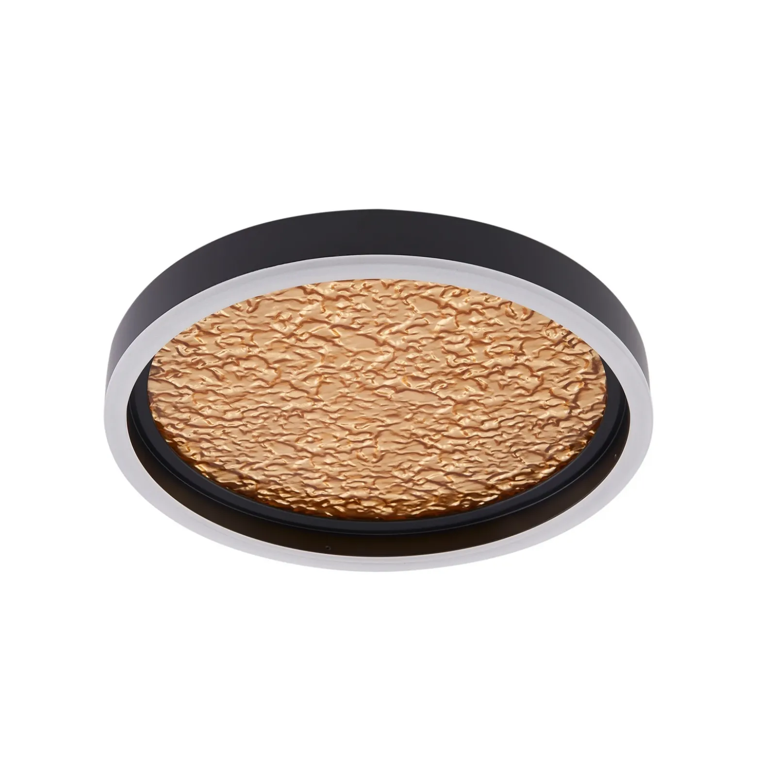 Lucande Plafón LED Menulis, negro/oro, PC, Ø 30 cm