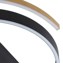 Lucande Plafón LED Natsuma, negro/oro, metal, Ø 50 cm