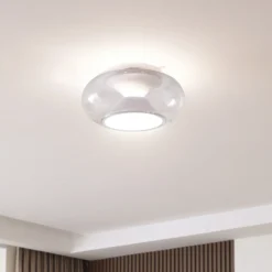 Lucande Plafón LED Orasa, cristal, blanco/claro, Ø 43 cm