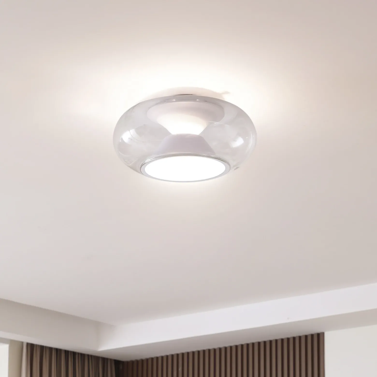 Lucande Plafón LED Orasa, cristal, blanco/claro, Ø 43 cm