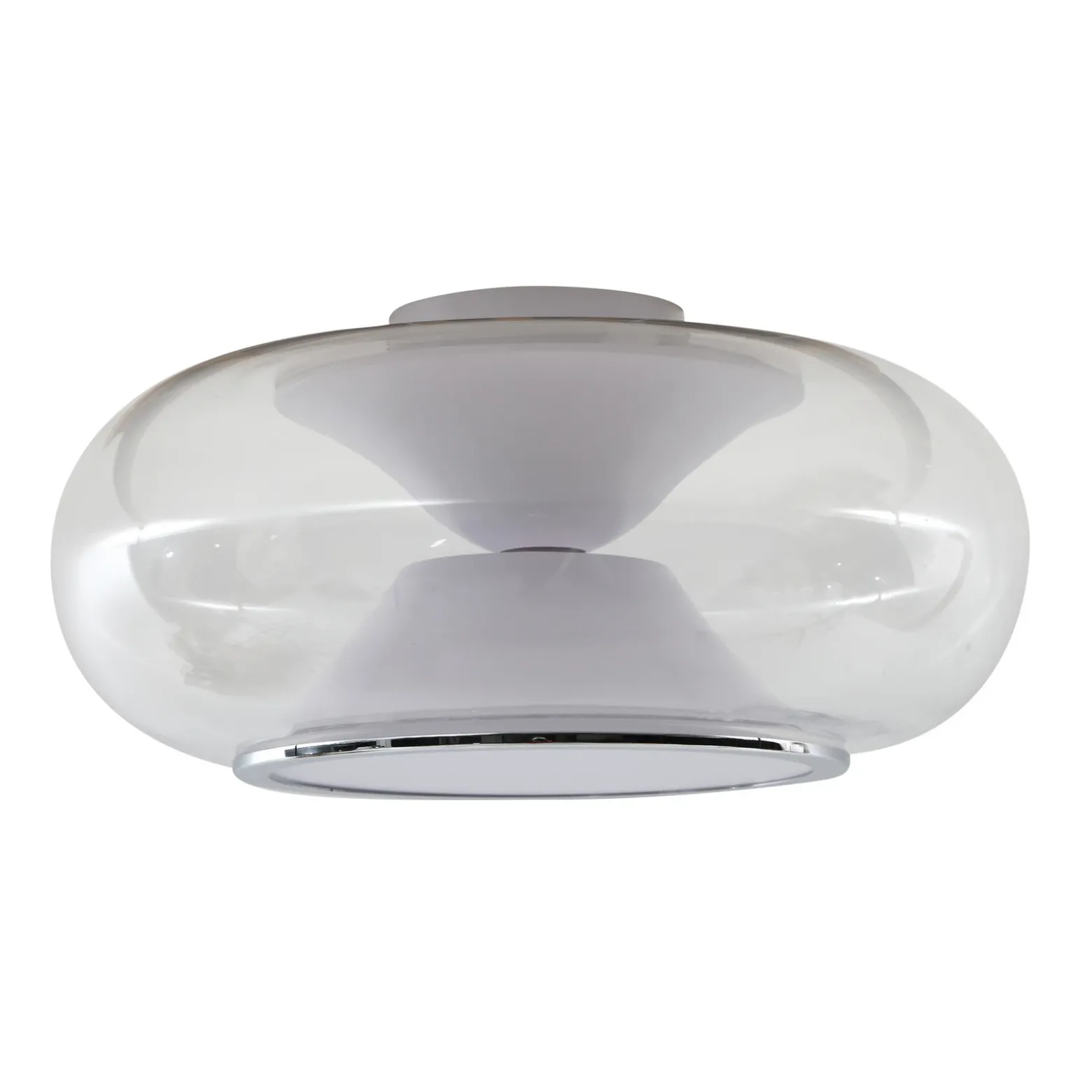 Lucande Plafón LED Orasa, cristal, blanco/claro, Ø 43 cm