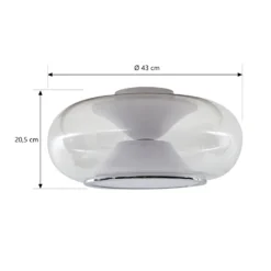 Lucande Plafón LED Orasa, cristal, blanco/claro, Ø 43 cm