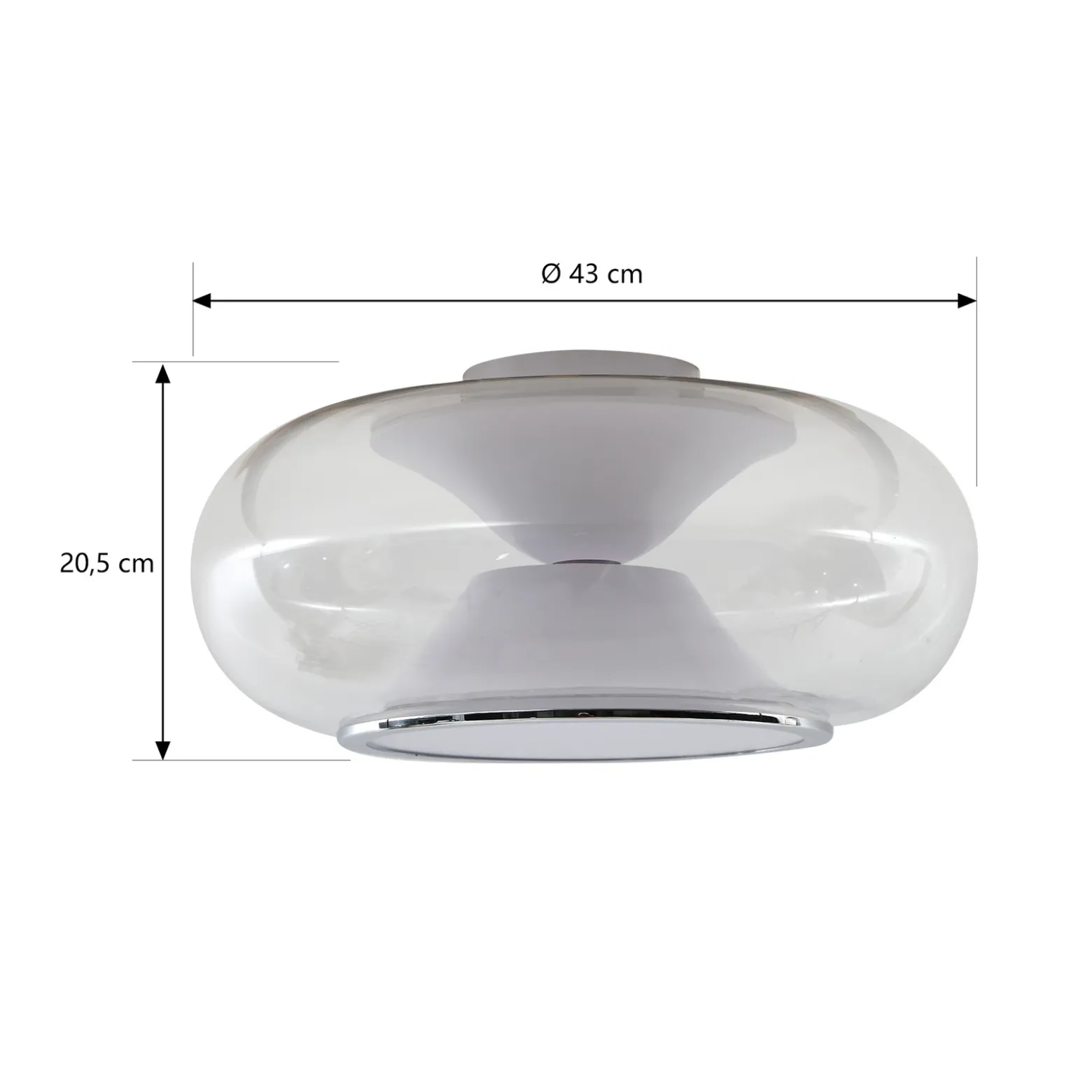 Lucande Plafón LED Orasa, cristal, blanco/claro, Ø 43 cm