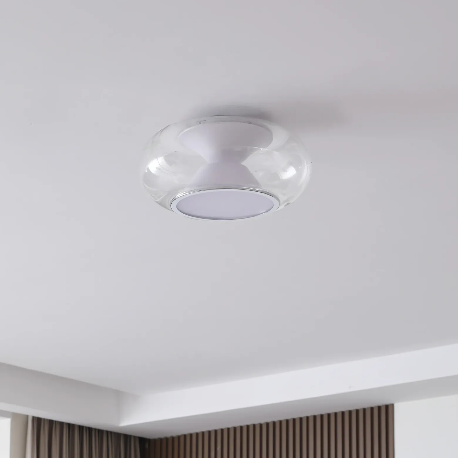 Lucande Plafón LED Orasa, cristal, blanco/claro, Ø 43 cm