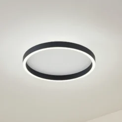 Lucande plafón LED Rotundo, Ø 40 cm, negro, atenuable