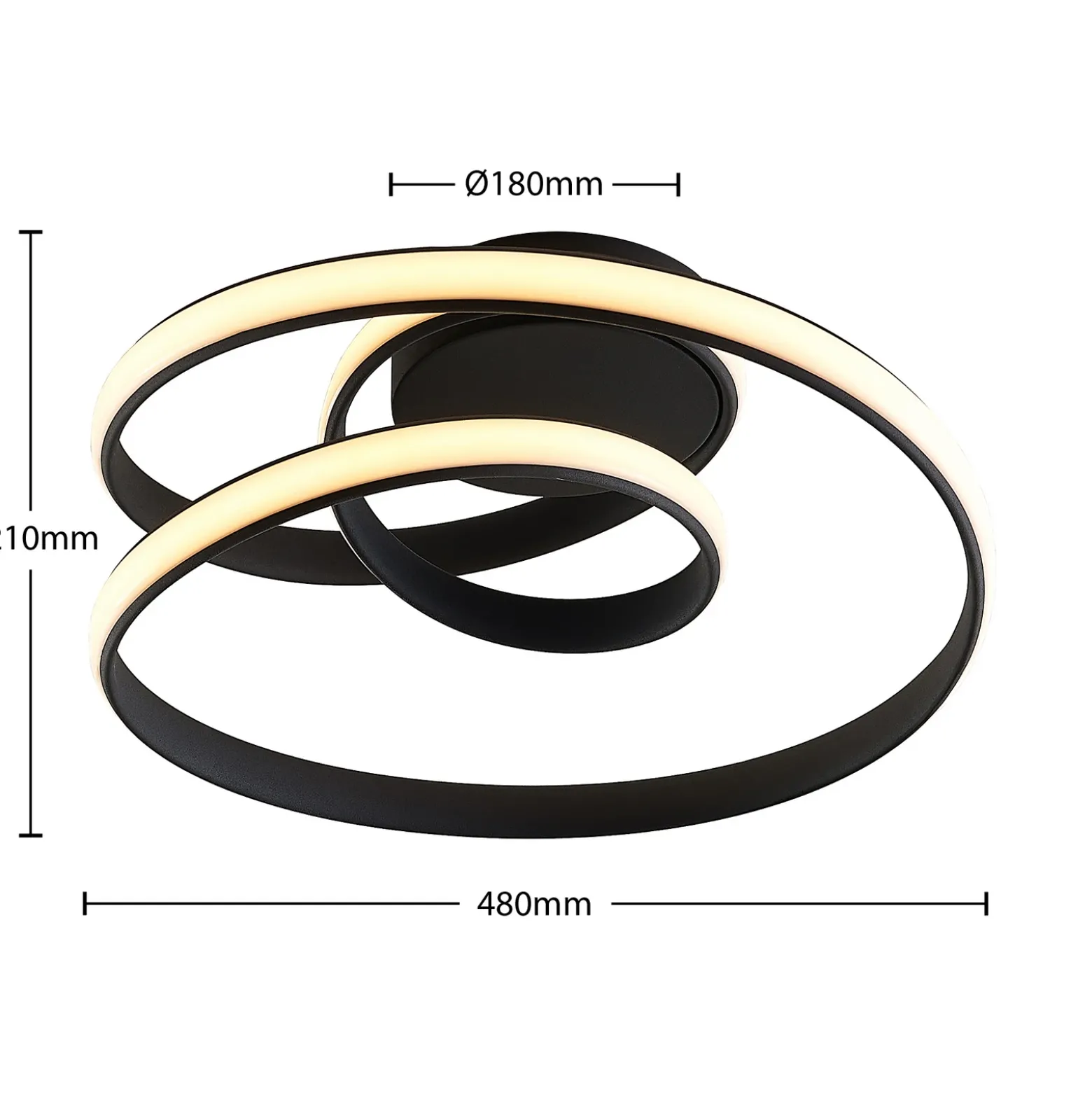 Lucande, plafón LED Sakina, negro, metal, Ø 48 cm