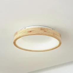 Lucande Plafón LED Samvel, Ø 40 cm, madera
