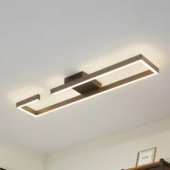 Lucande Plafón LED Yvor, 100 cm, negro, aluminio
