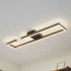 Lucande Plafón LED Yvor, 100 cm, negro, aluminio