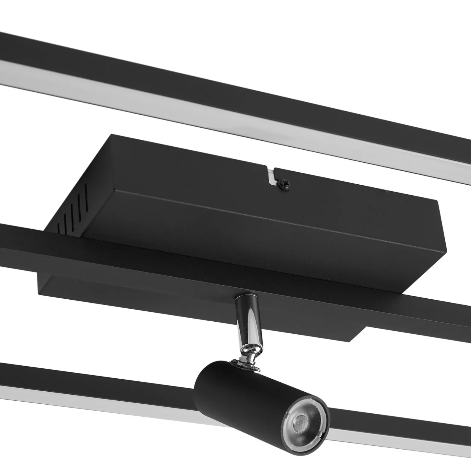 Lucande Plafón LED Yvor, 99,5 cm, negro, orientable