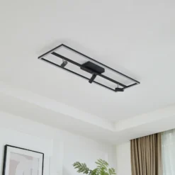 Lucande Plafón LED Yvor, 99,5 cm, negro, orientable