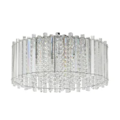 Lucande plafón Limana, Ø 50 cm, cromo, cristal