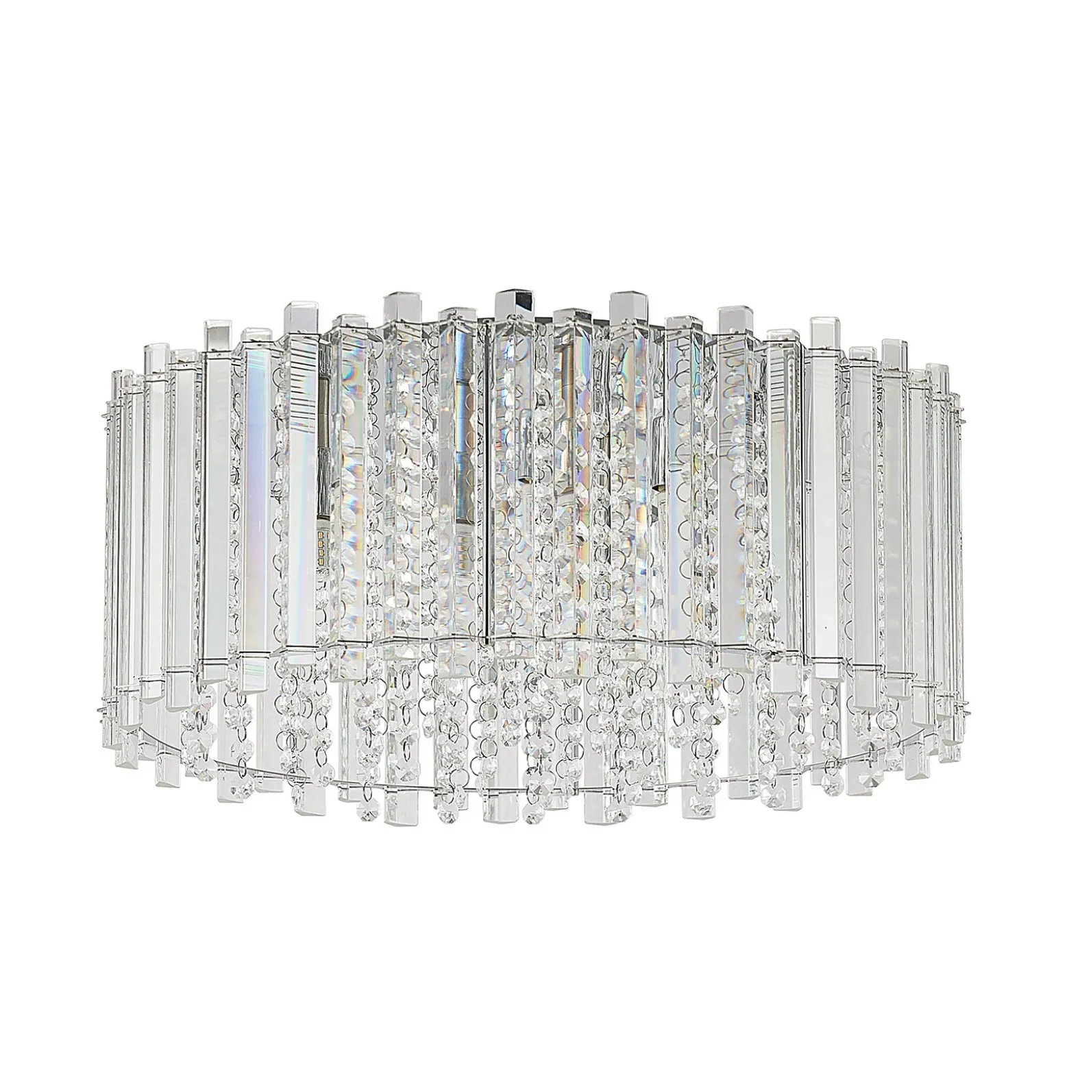 Lucande plafón Limana, Ø 50 cm, cromo, cristal