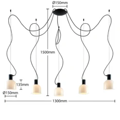 Lucande Serina lámpara colgante, 5 luces, blanco