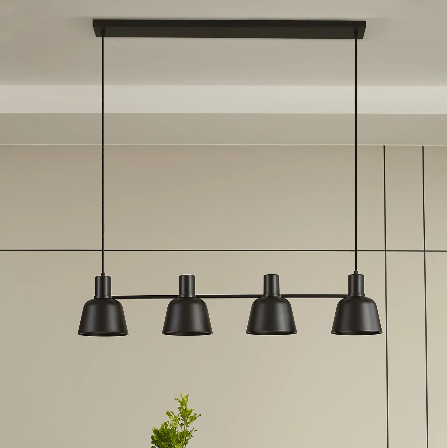 Lucande Servan lámpara colgante, negro, 4 luces