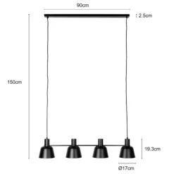 Lucande Servan lámpara colgante, negro, 4 luces
