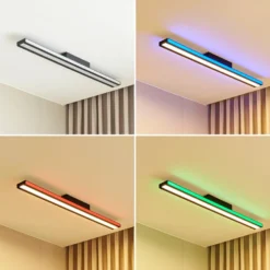 Lucande Smart LED plafón Leicy negro 8 cm RGB CCT