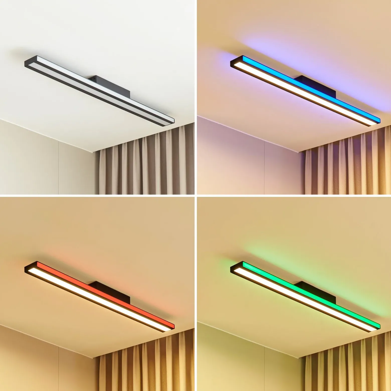 Lucande Smart LED plafón Leicy negro 8 cm RGB CCT