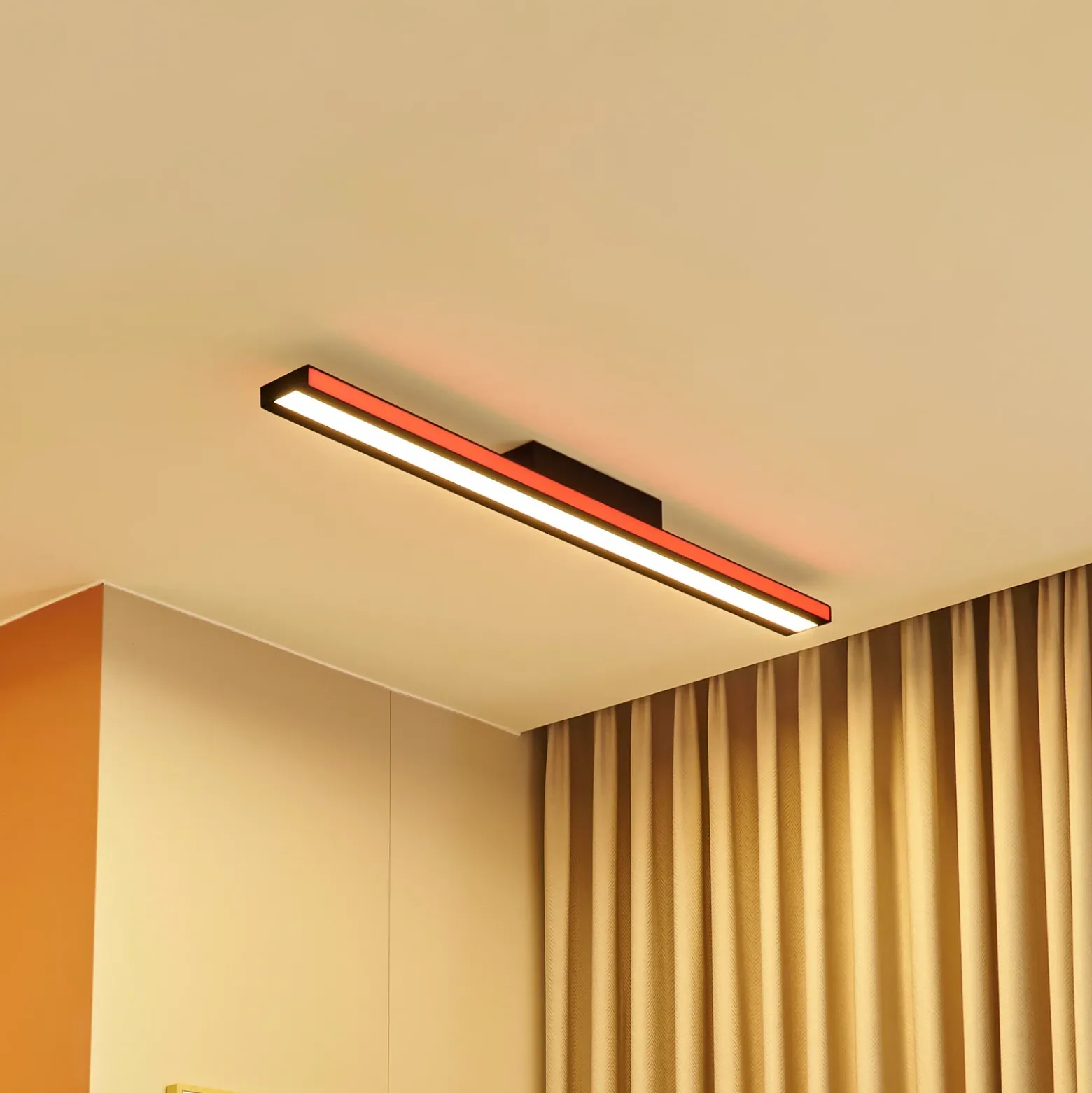 Lucande Smart LED plafón Leicy negro 8 cm RGB CCT