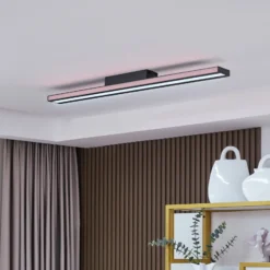 Lucande Smart LED plafón Leicy negro 8 cm RGB CCT