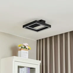 Lucande Smart LED plafón Tjado, 30 cm, negro, RGBW