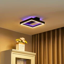 Lucande Smart LED plafón Tjado, 30 cm, negro, RGBW