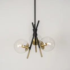 Lucande Sotiana lámpara colgante, 3 luces, redonda, latón
