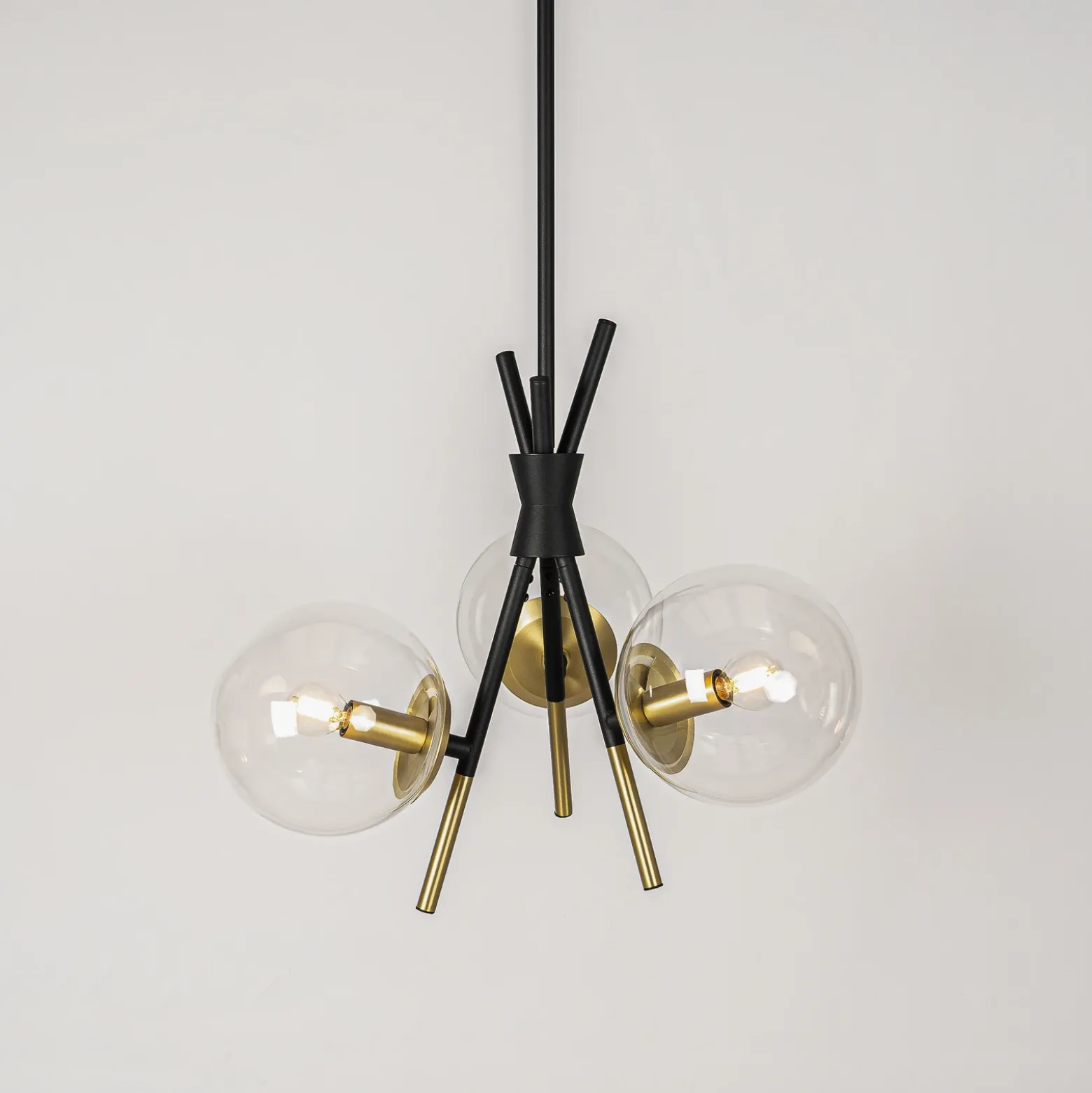 Lucande Sotiana lámpara colgante, 3 luces, redonda, latón