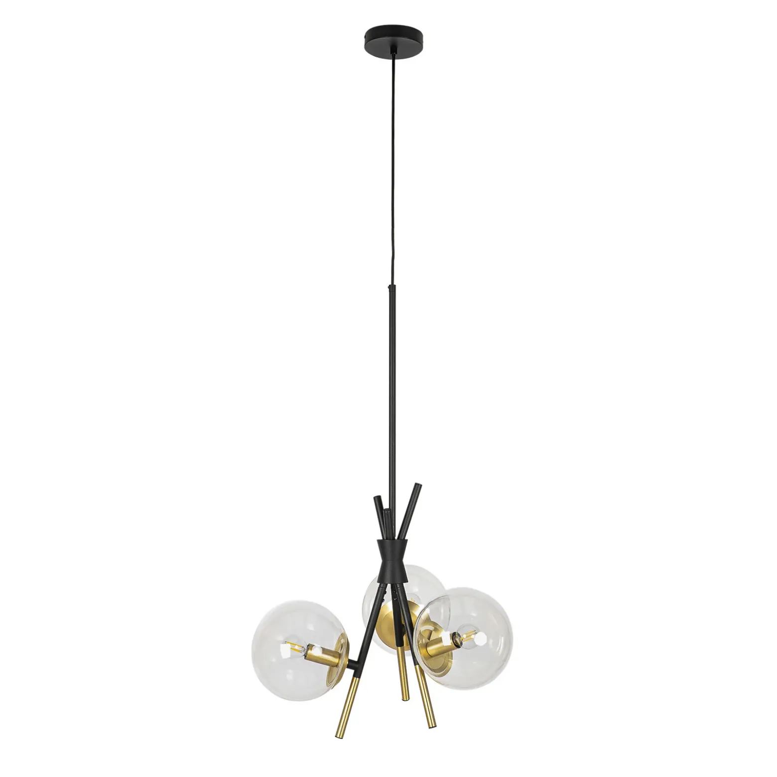 Lucande Sotiana lámpara colgante, 3 luces, redonda, latón