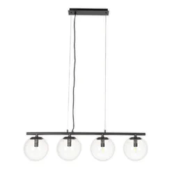 Lucande Sotiana lámpara colgante, 4 globos de cristal, negro