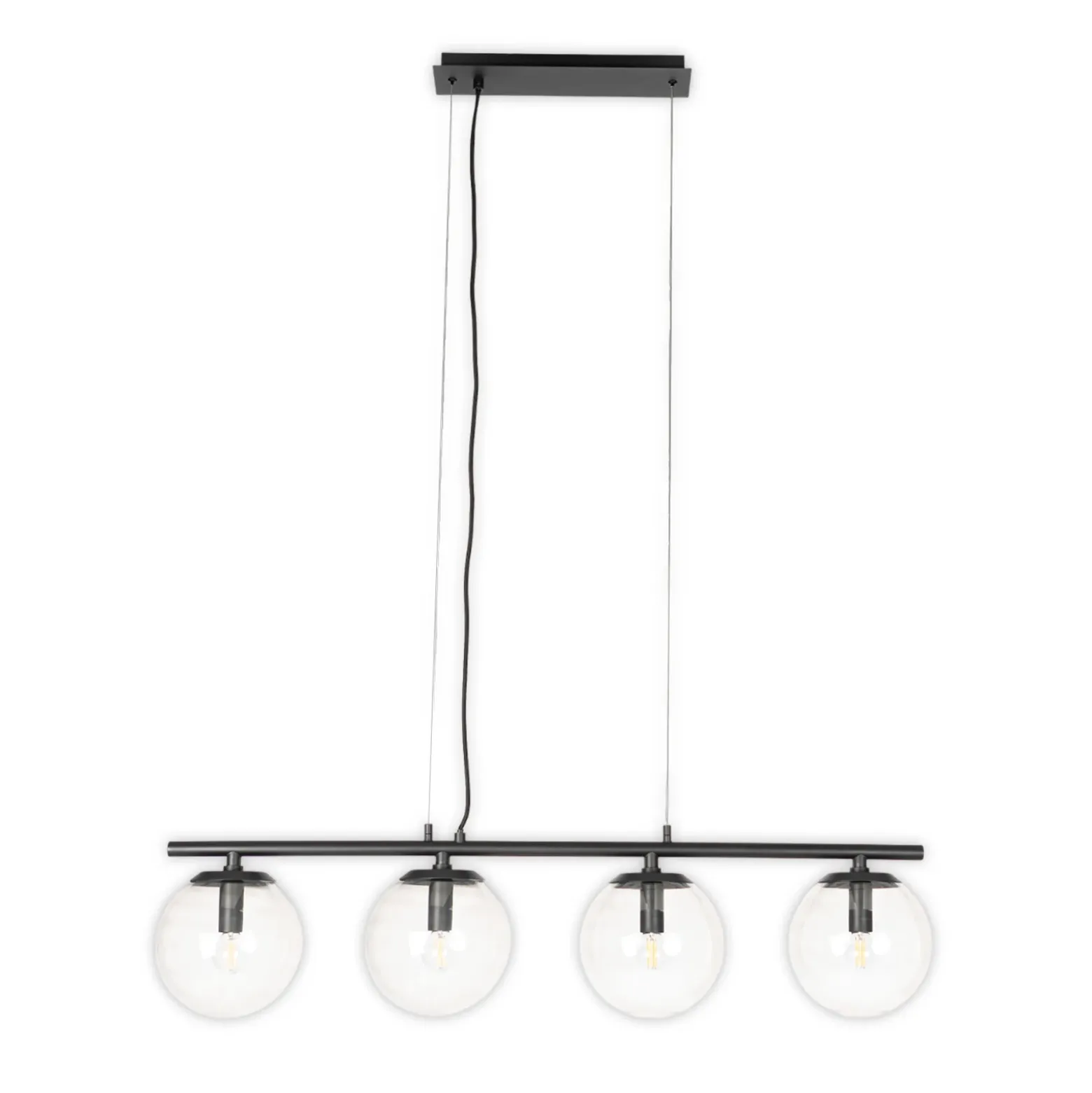 Lucande Sotiana lámpara colgante, 4 globos de cristal, negro