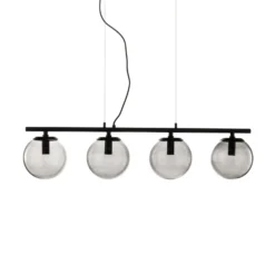 Lucande Sotiana lámpara colgante, 4 globos de cristal, negro