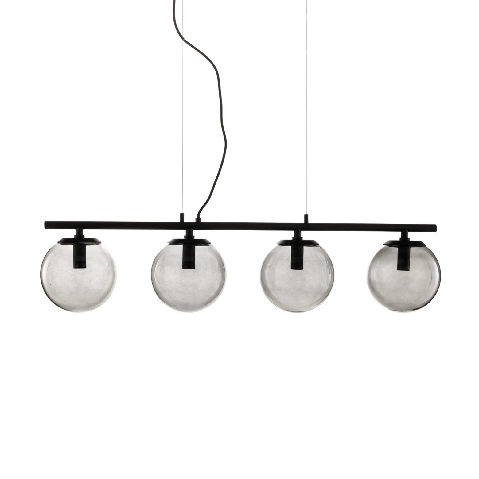 Lucande Sotiana lámpara colgante, 4 globos de cristal, negro