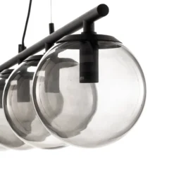 Lucande Sotiana lámpara colgante, 4 globos de cristal, negro