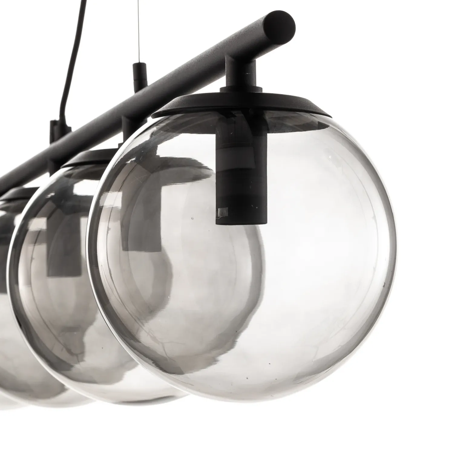 Lucande Sotiana lámpara colgante, 4 globos de cristal, negro