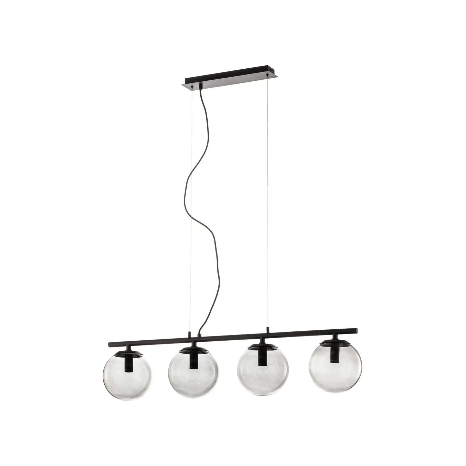 Lucande Sotiana lámpara colgante, 4 globos de cristal, negro
