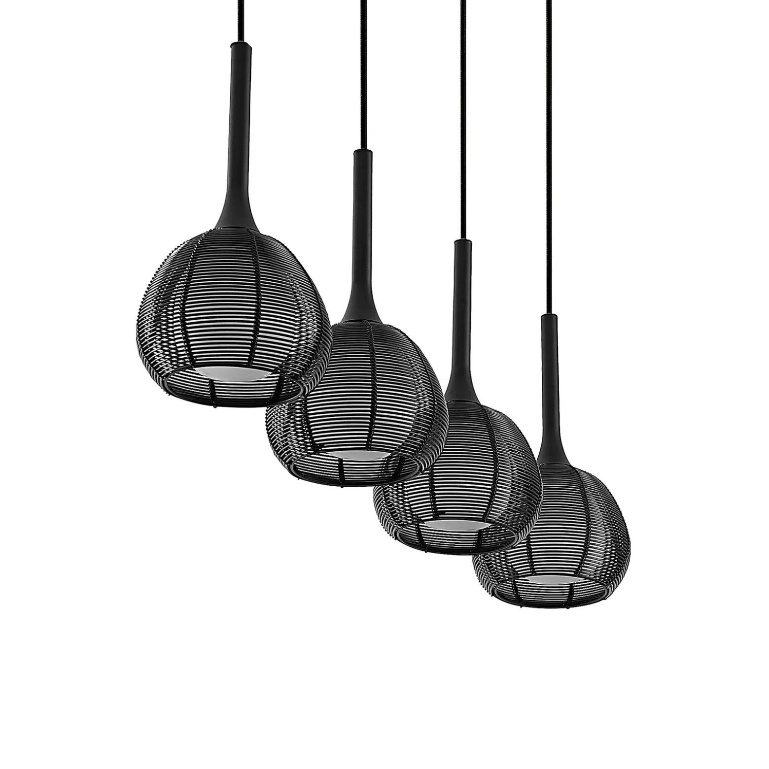 Lucande Tetira colgante, 4 luces, largo, negro