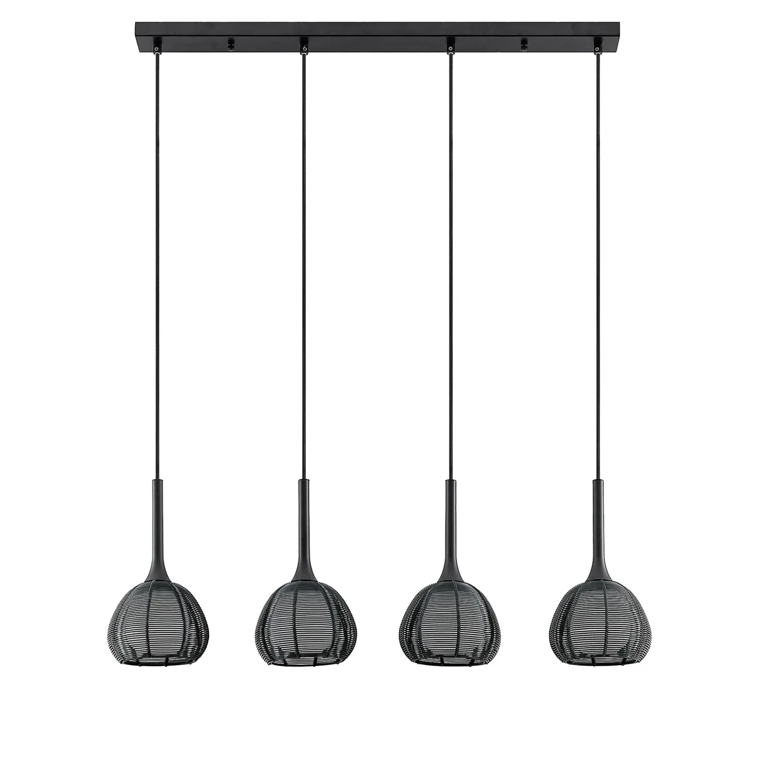 Lucande Tetira colgante, 4 luces, largo, negro