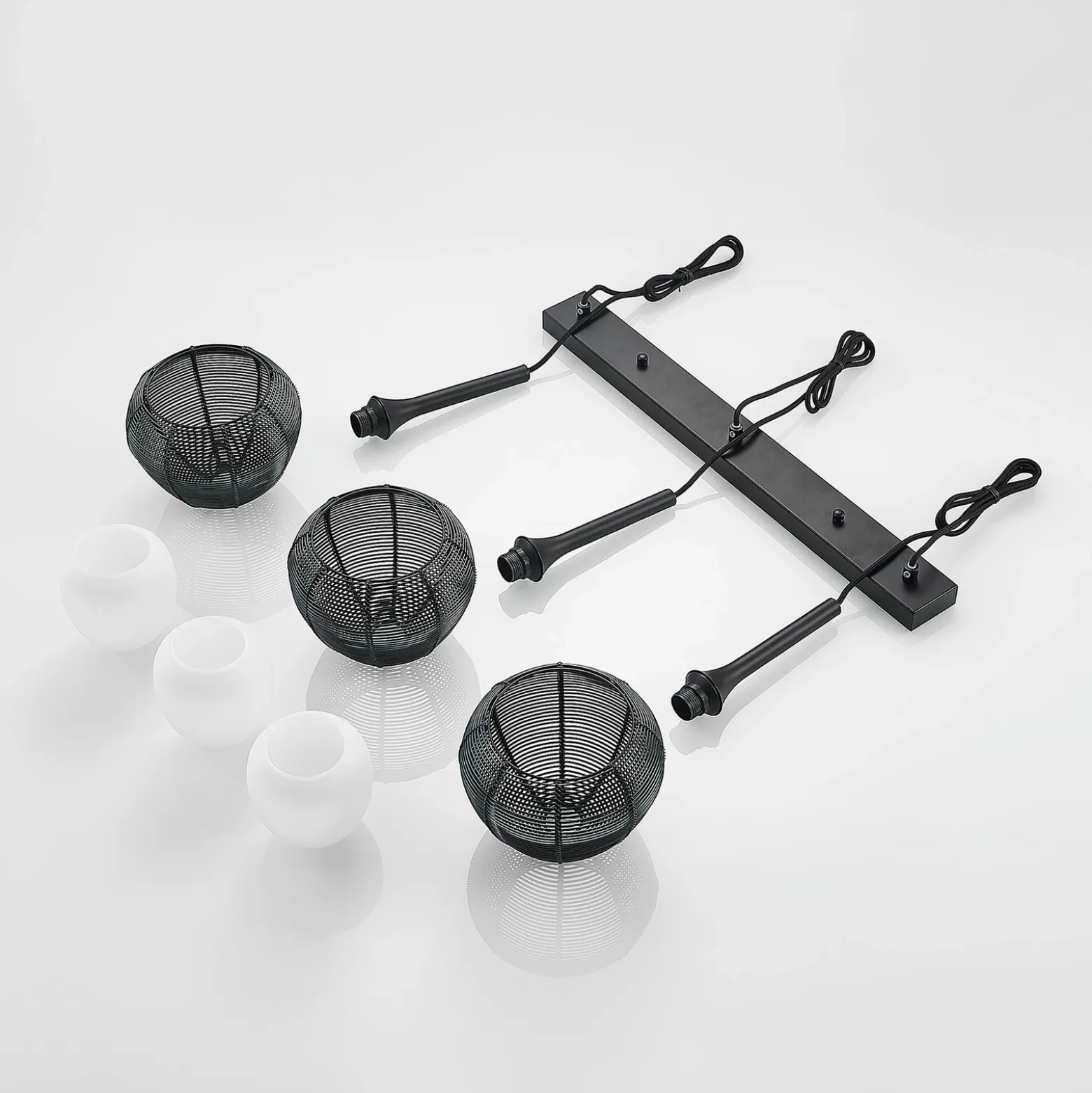 Lucande Tetira colgante, 3 luces, largo, negro