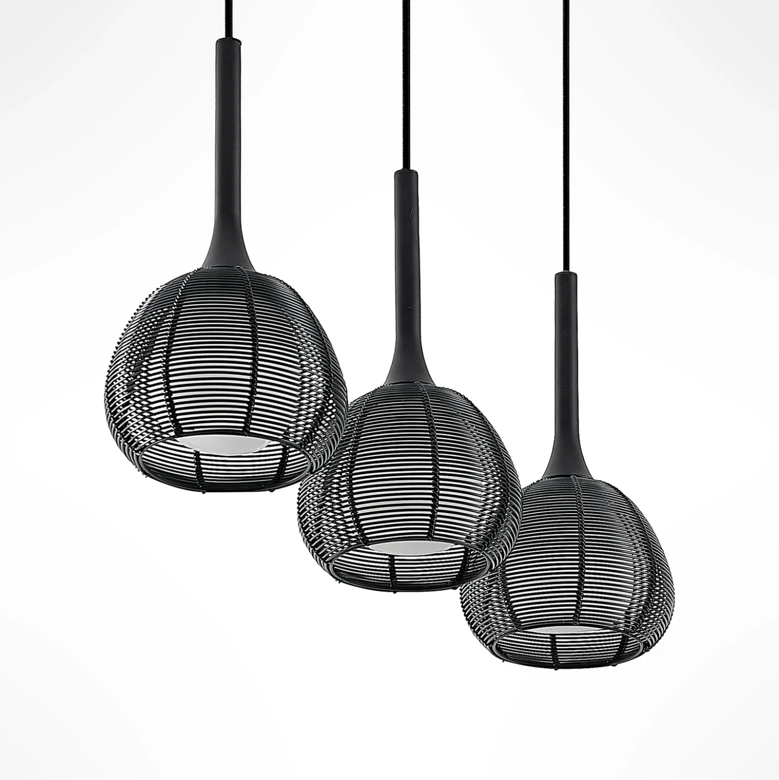 Lucande Tetira colgante, 3 luces, largo, negro