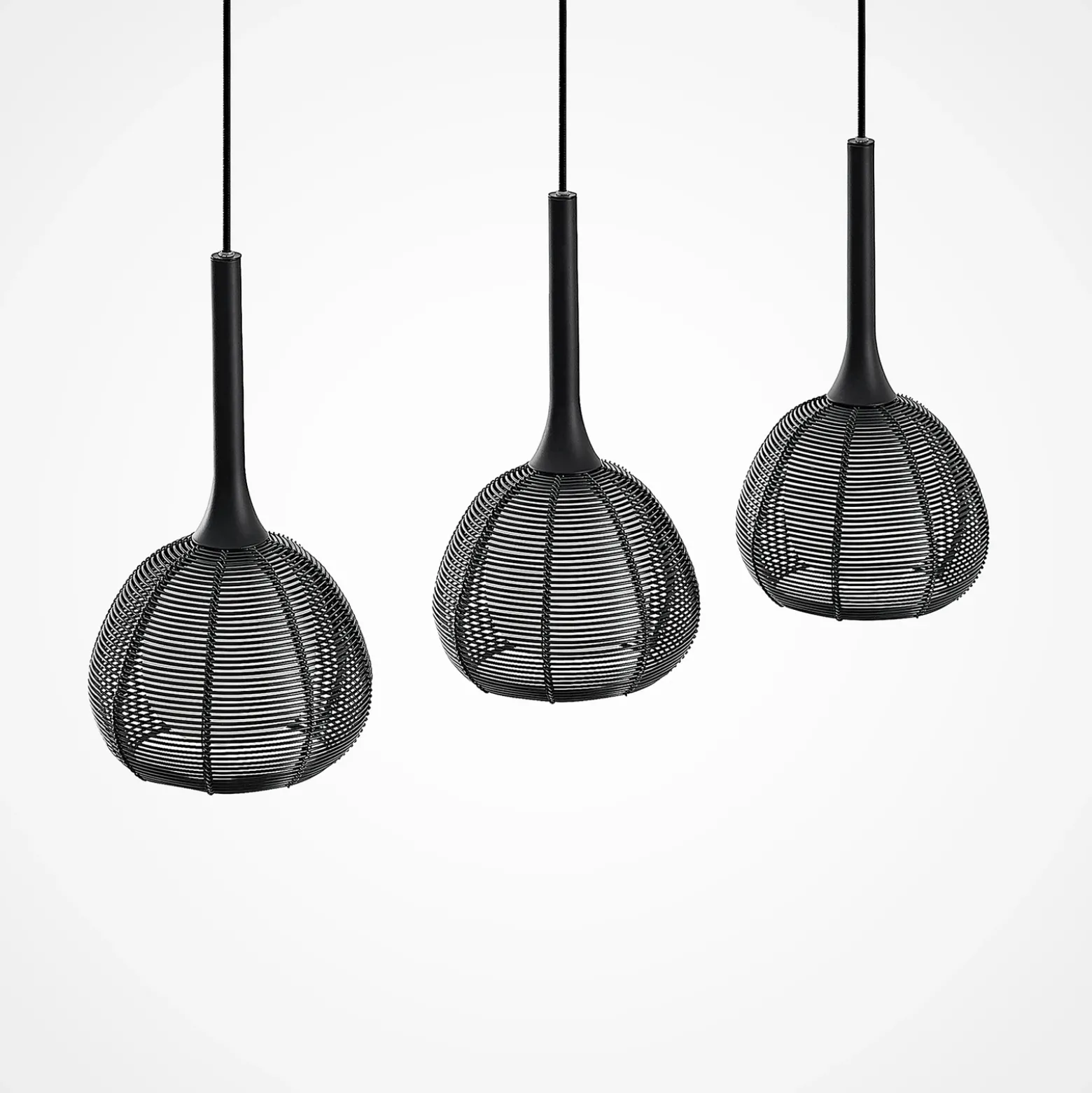 Lucande Tetira colgante, 3 luces, largo, negro