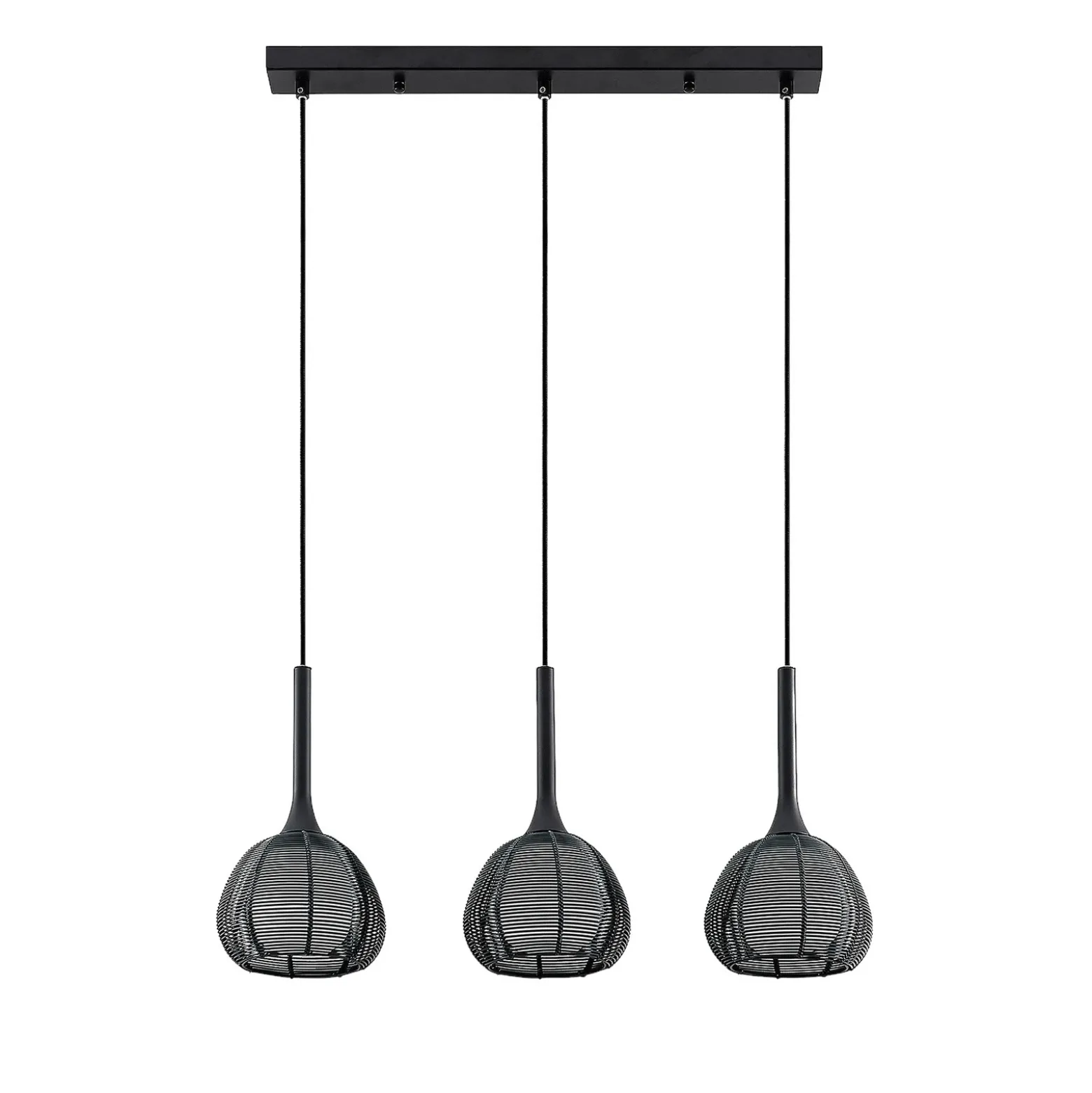 Lucande Tetira colgante, 3 luces, largo, negro
