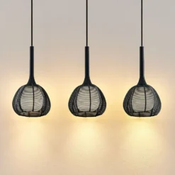 Lucande Tetira colgante, 3 luces, largo, negro
