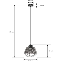 Lucande Tinko lámpara colgante, negro, 25 cm