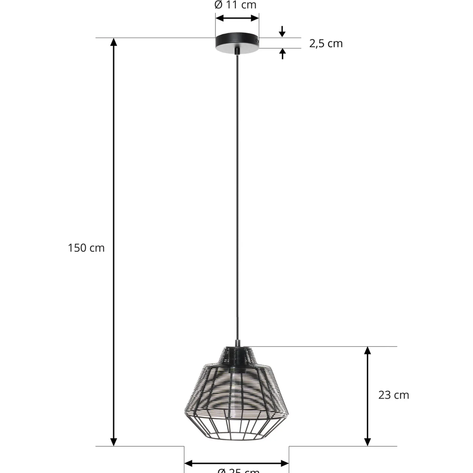 Lucande Tinko lámpara colgante, negro, 25 cm