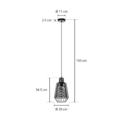 Lucande Tinko lámpara colgante en forma de jaula, negra, 20 cm