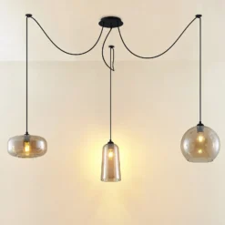 Lucande Zyli lámpara colgante, 3 luces, ámbar