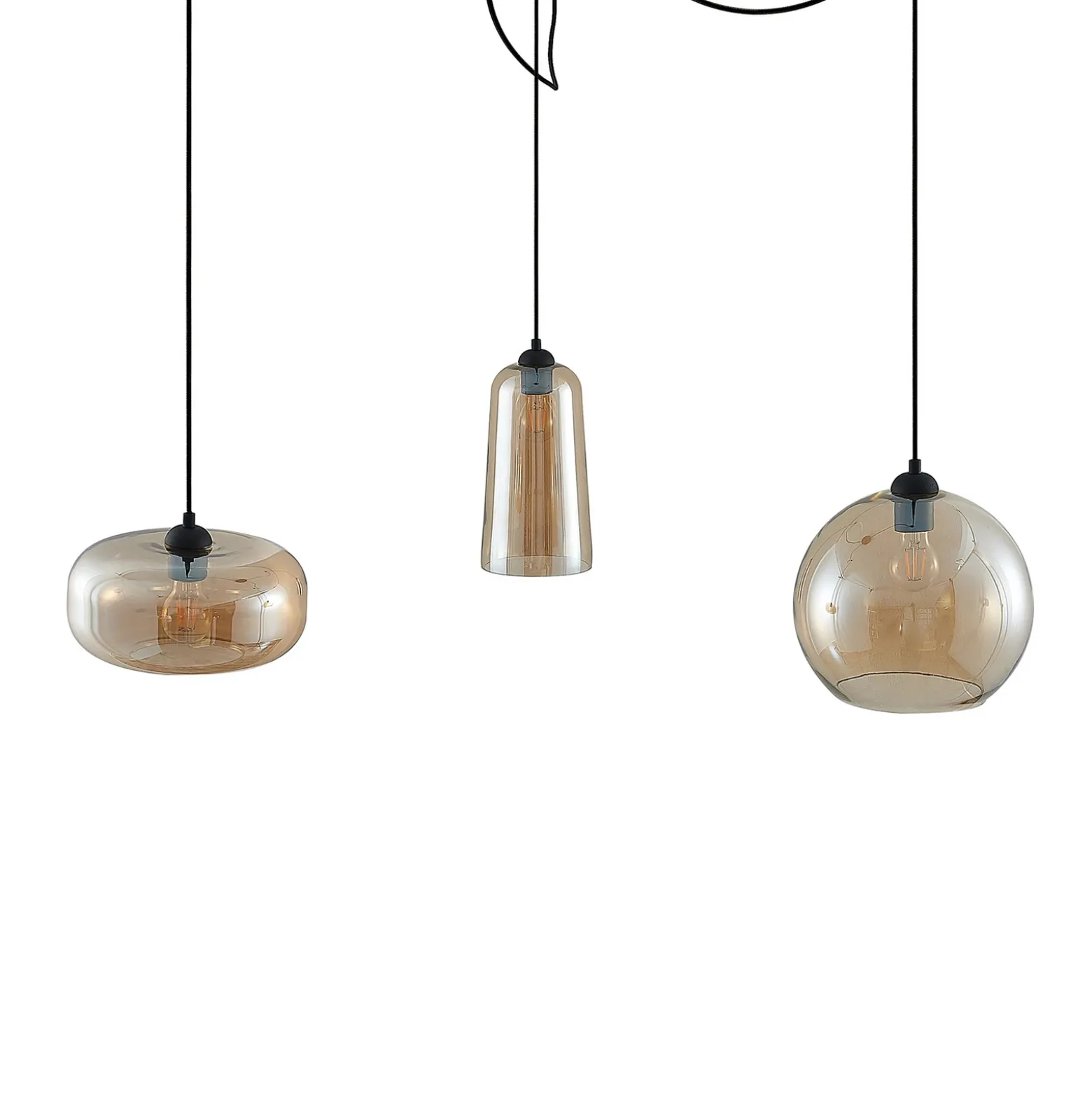Lucande Zyli lámpara colgante, 3 luces, ámbar
