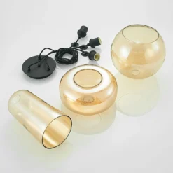 Lucande Zyli lámpara colgante, 3 luces, ámbar