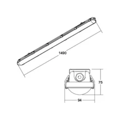 Luminaria LED con difusor BRUMBERG Humid One Pro DALI de 149 cm